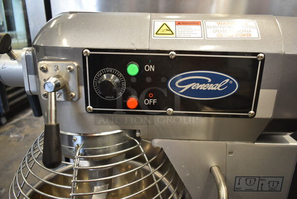 General GEM120 Metal Commercial Countertop 20 Quart Planetary Dough Mixer w/ Stainless Steel Mixing Bowl, Bowl Guard and Dough Hook Attachment. 110 Volts, 1 Phase. Tested and Does Not Power On - Image 6 of 7