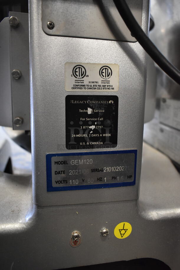 General GEM120 Metal Commercial Countertop 20 Quart Planetary Dough Mixer w/ Stainless Steel Mixing Bowl, Bowl Guard and Dough Hook Attachment. 110 Volts, 1 Phase. Tested and Does Not Power On - Image 7 of 7