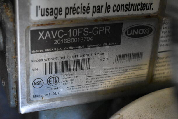 2016 Unox XAVC-10FS-GPR Stainless Steel Commercial Gas Powered Powered Full Size Convection Oven w/ View Through Door.  - Image 9 of 10