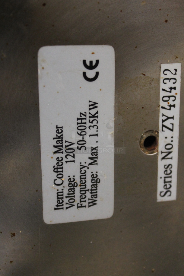 Adcraft Metal Coffee Maker. No Lid. 120 Volts, 1 Phase.  - Image 5 of 5