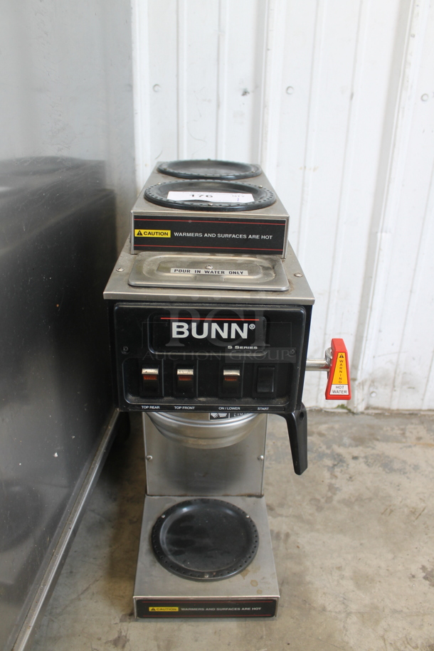 Bunn Stainless Steel Commercial Countertop 3 Burner Coffee Machine w/ Hot Water Dispenser and Metal Brew Basket. 110 Volts, 1 Phase. - Image 1 of 5