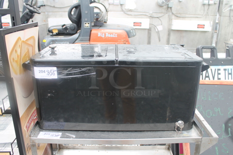 Black Cooler w/ Center Hinge Lid.