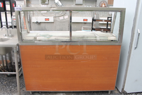 Stainless Steel Commercial Counter w/ Sneeze Guard and Under Shelves.