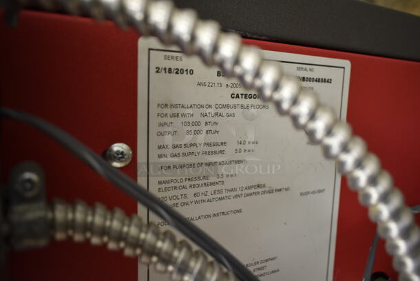 2010 Crown BS/1033NPZZPSU Metal Natural Gas Powered Boiler. 103,000 BTU. (Main Building) - Image 7 of 9