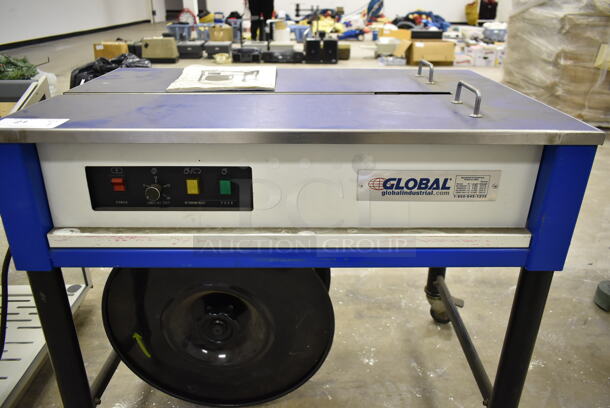 Global Metal Commercial Floor Style Automatic Strapping Machine on Commercial Casters. 115 Volts, 1 Phase. Was In Working Condition When Class Ended. (Main Building) - Image 4 of 12