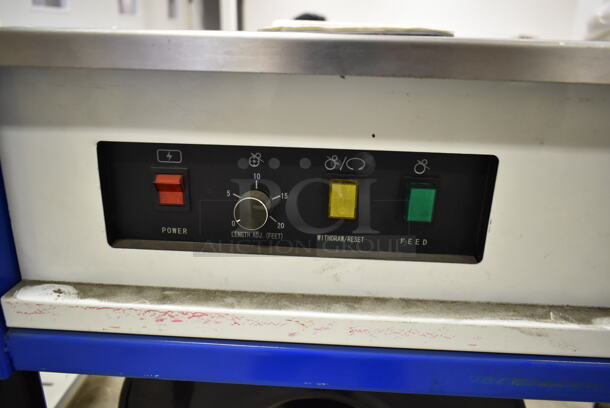 Global Metal Commercial Floor Style Automatic Strapping Machine on Commercial Casters. 115 Volts, 1 Phase. Was In Working Condition When Class Ended. (Main Building) - Image 5 of 12