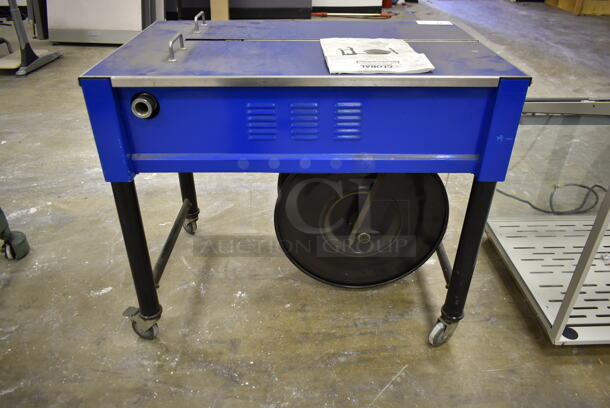Global Metal Commercial Floor Style Automatic Strapping Machine on Commercial Casters. 115 Volts, 1 Phase. Was In Working Condition When Class Ended. (Main Building) - Image 9 of 12