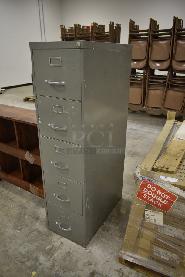 3 Items; Gray Metal 5 Drawer Filing Cabinet, Wooden Over Shelf w/ Cabinet and Wooden Unit. 3 Times Your Bid! (Main Building) - Image 3 of 12