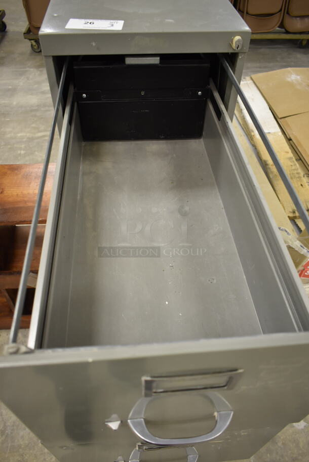 3 Items; Gray Metal 5 Drawer Filing Cabinet, Wooden Over Shelf w/ Cabinet and Wooden Unit. 3 Times Your Bid! (Main Building) - Image 5 of 12