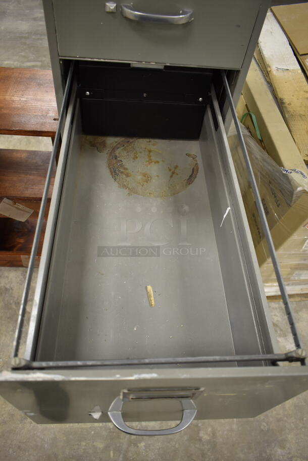 3 Items; Gray Metal 5 Drawer Filing Cabinet, Wooden Over Shelf w/ Cabinet and Wooden Unit. 3 Times Your Bid! (Main Building) - Image 6 of 12