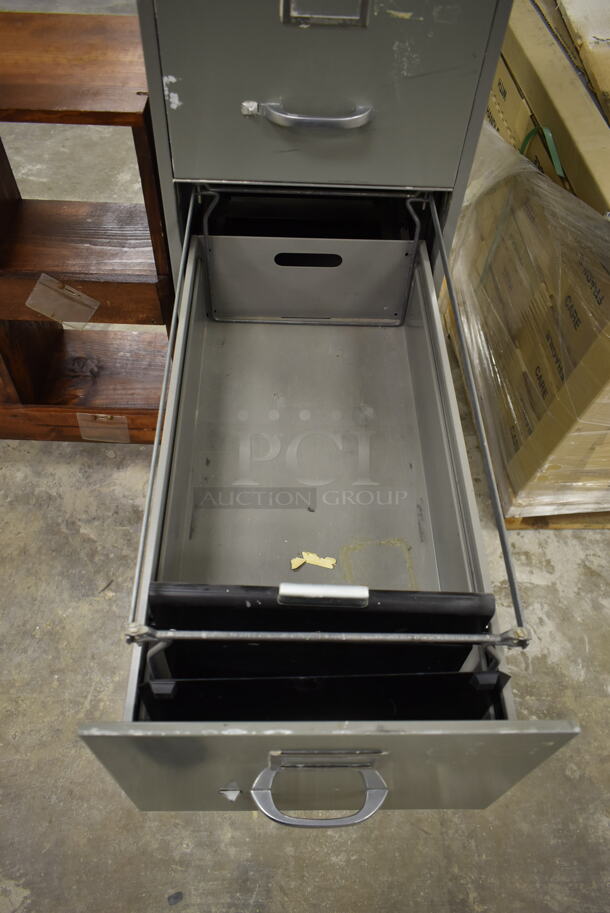 3 Items; Gray Metal 5 Drawer Filing Cabinet, Wooden Over Shelf w/ Cabinet and Wooden Unit. 3 Times Your Bid! (Main Building) - Image 7 of 12
