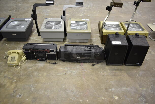 5 Items; Corded Telephone, General Electric 3-5452A Stereo Radio Cassette Recorder, 580 22742090 Portable Compact Disc System AM/FM Stereo Radio and 2 Anchor Speakers. 5 Times Your Bid! (Main Building) - Image 1 of 9