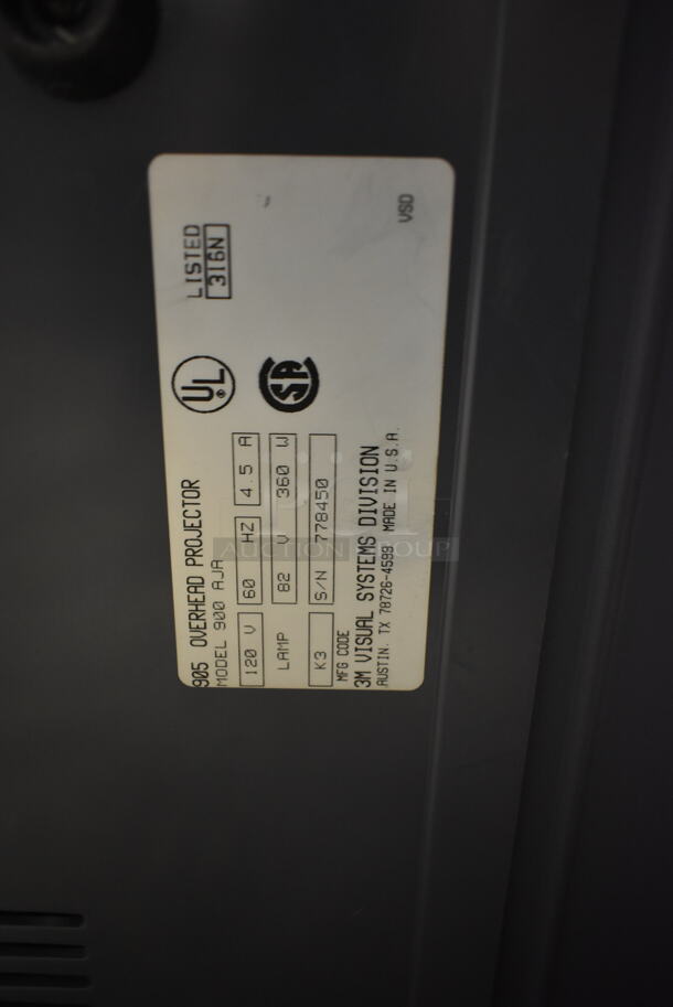 2 3M 900 AJA Metal Countertop Overhead Projectors. 2 Times Your Bid! (Main Building) - Image 8 of 8