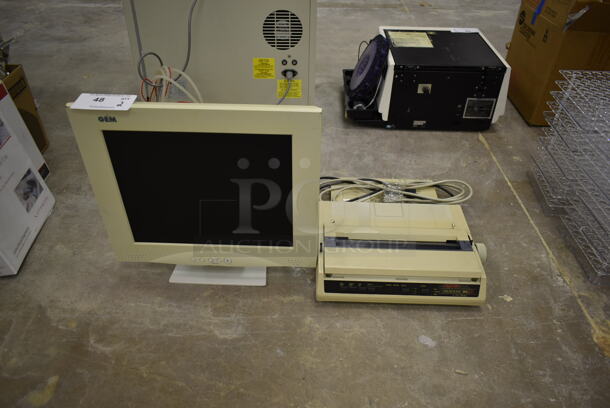 2 Items; GEM GL-821A 17" LCD Monitor and Okidata GE5256K Monochrome Impact Printer. 2 Times Your Bid! (Main Building) - Image 1 of 10