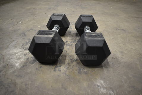 2 Metal 12 Pound Rubber Hex Dumbbells. Stock Picture - Cosmetic Condition May Vary. 2 Times Your Bid!