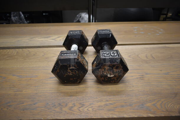 2 Champs Metal 20 Pound Hex Dumbbells. 2 Times Your Bid! - Image 1 of 6