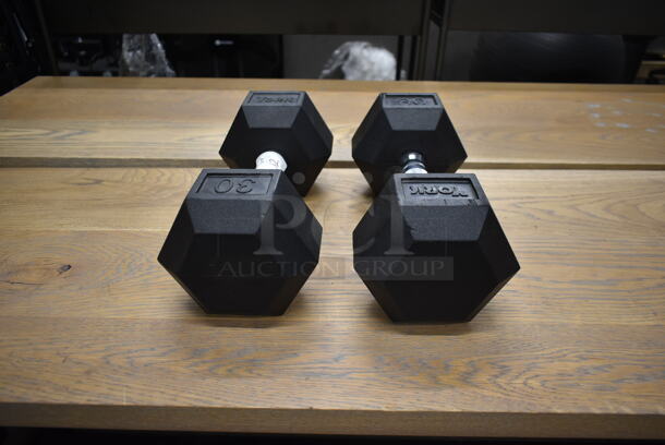 2 York Metal 30 Pound Rubber Hex Dumbbells. 2 Times Your Bid! - Image 1 of 6
