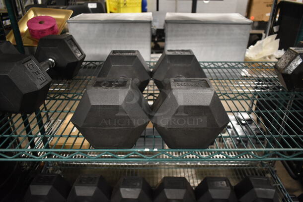 2 York Metal 40 Pound Rubber Hex Dumbbells. 2 Times Your Bid! - Image 1 of 6
