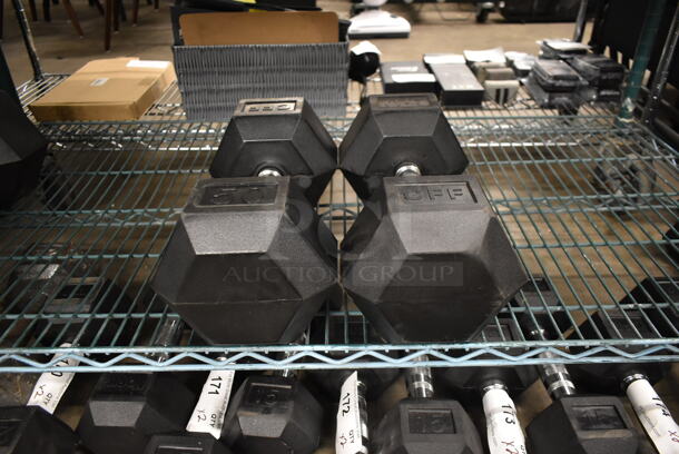 2 CFF Metal 50 Pound Rubber Hex Dumbbells. 2 Times Your Bid! - Image 1 of 6