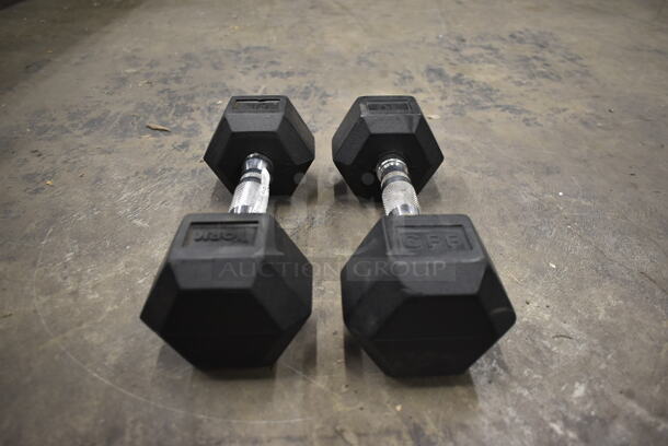 2 York/CFF Metal 10 Pound Rubber Hex Dumbbells. 2 Times Your Bid! - Image 1 of 7