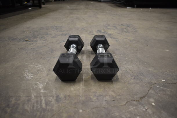 2 York Metal 5 Pound Rubber Hex Dumbbells. 2 Times Your Bid! - Image 1 of 6