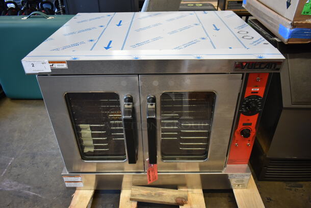 BRAND NEW SCRATCH AND DENT! Vulcan VC5GD-21D1Z Stainless Steel Commercial Propane Gas Powered Full Size Convection Oven w/ View Through Doors, Metal Oven Racks and Thermostatic Controls.  - Image 1 of 6