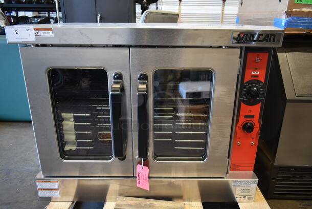 BRAND NEW SCRATCH AND DENT! Vulcan VC5GD-21D1Z Stainless Steel Commercial Propane Gas Powered Full Size Convection Oven w/ View Through Doors, Metal Oven Racks and Thermostatic Controls.  - Image 2 of 6
