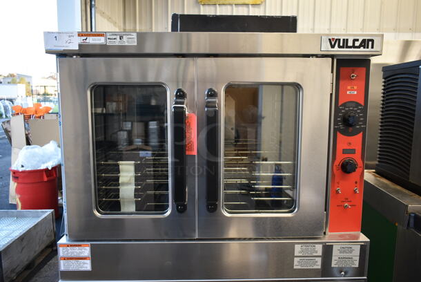 2 BRAND NEW SCRATCH AND DENT! Vulcan VC5ED ENERGY STAR Stainless Steel Commercial Electric Powered Full Size Convection Oven w/ View Through Doors, Metal Oven Racks and Thermostatic Controls. 208 Volts, 1/3 Phase. 2 Times Your Bid! - Image 3 of 8
