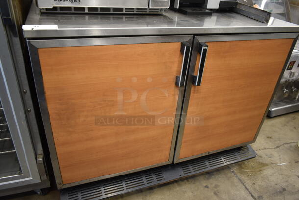 Duke RUF-48 Stainless Steel Commercial 2 Door Work Top Cooler w/ Wood Pattern Doors. 120 Volts, 1 Phase. Tested and Powers On But Does Not Get Cold - Image 3 of 7