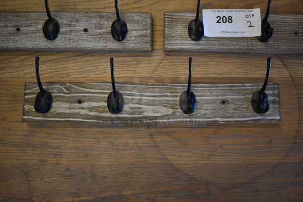 3 Wall Mount Wood Pattern Coat Racks; 4 Hook and  Two 3 Hook. 3 Times Your Bid! - Image 3 of 6