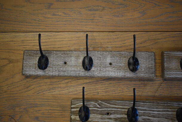 3 Wall Mount Wood Pattern Coat Racks; 4 Hook and  Two 3 Hook. 3 Times Your Bid! - Image 4 of 6