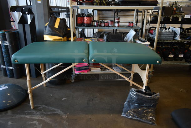 Oakwoods Professional Green Folding Massage Table w/ Case. - Image 1 of 9