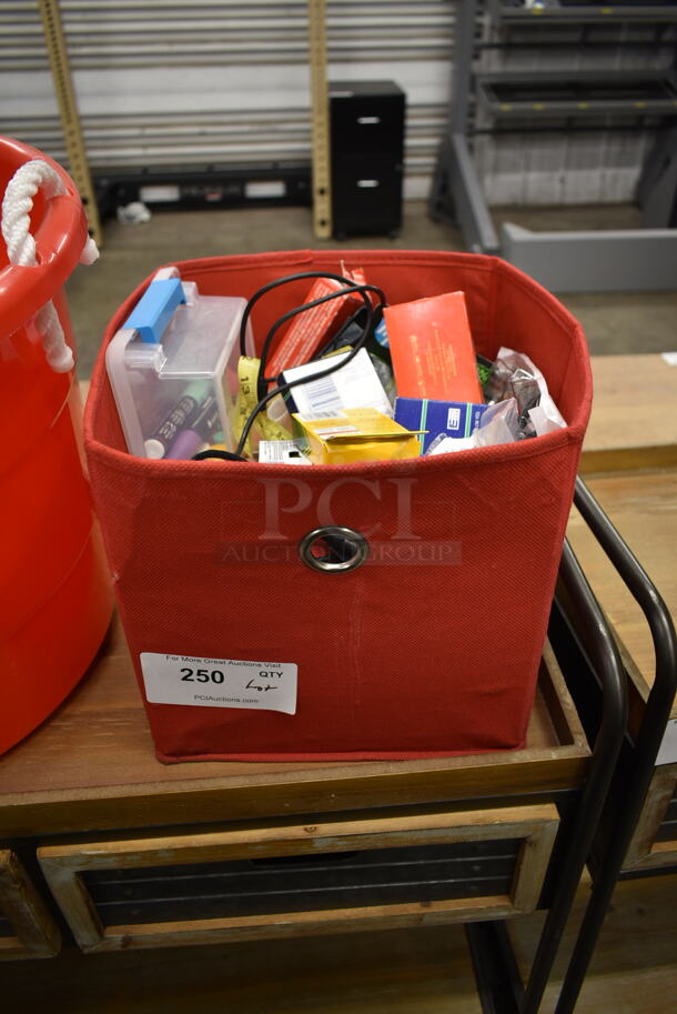 ALL ONE MONEY! Lot of Various Items Including Red Poly Bucket, Red Basket and Contents - Image 4 of 7