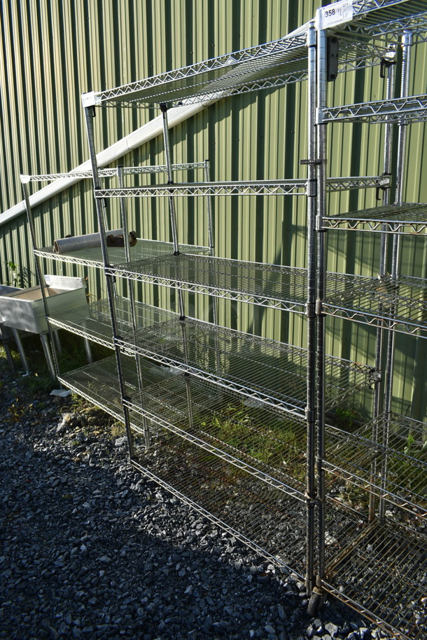 Chrome Finish 6 Tier Wire Shelving Unit. BUYER MUST DISMANTLE. PCI CANNOT DISMANTLE FOR SHIPPING. PLEASE CONSIDER FREIGHT CHARGES. - Image 2 of 2