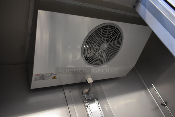 BRAND NEW SCRATCH AND DENT! 2023 KoolMore RIR-2D-GD Stainless Steel Commercial 2 Door Reach In Cooler Merchandiser w/ Poly Coated Racks on Commercial Casters. 115 Volts, 1 Phase. Tested and Working! - Image 6 of 9