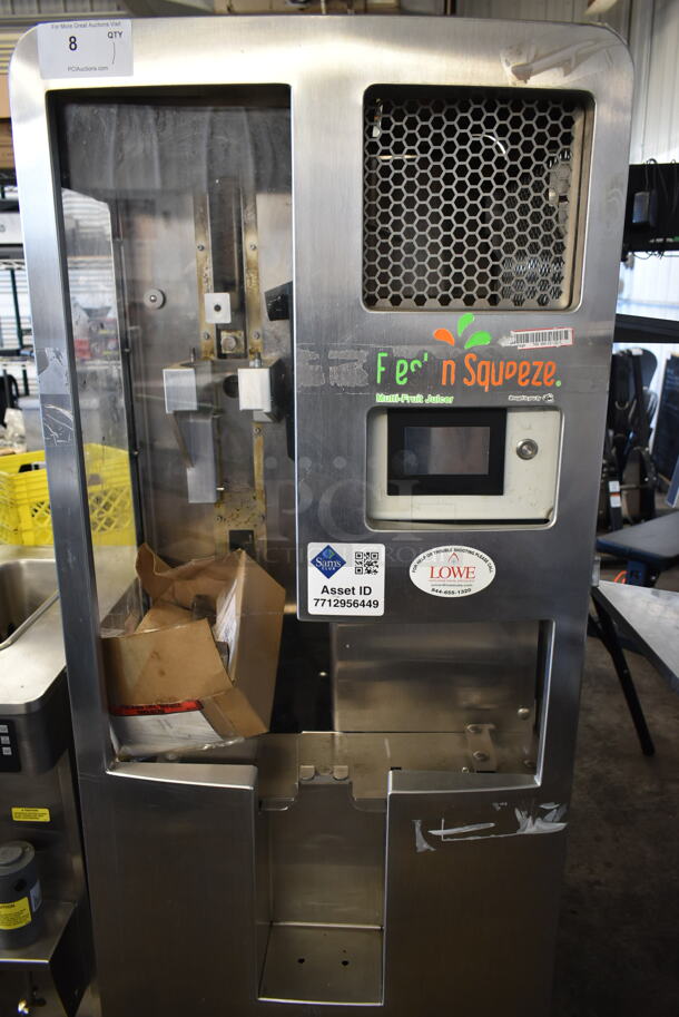 Fresh N Squeeze 2 CEN MFJ Stainless Steel Commercial Floor Style Automatic Citrus Juicer on Commercial Casters. 110 Volts, 1 Phase. Tested and Powers On But Parts Do Not Move - Image 4 of 10