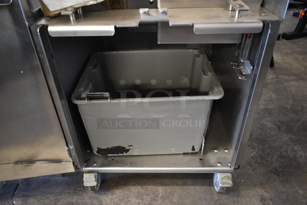 Fresh N Squeeze 2 CEN MFJ Stainless Steel Commercial Floor Style Automatic Citrus Juicer on Commercial Casters. 110 Volts, 1 Phase. Tested and Powers On But Parts Do Not Move - Image 8 of 10