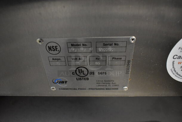 Fresh N Squeeze 2 CEN MFJ Stainless Steel Commercial Floor Style Automatic Citrus Juicer on Commercial Casters. 110 Volts, 1 Phase. Tested and Powers On But Parts Do Not Move - Image 10 of 10