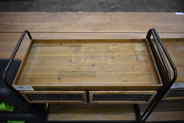 Wooden 2 Tier Cart w/ 2 Drawers and Metal Frame on Casters. - Image 2 of 5