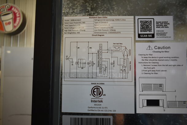 BRAND NEW SCRATCH AND DENT! Avantco 189BVAC46HC Black Metal Commercial Refrigerated Air Curtain Merchandiser. 110-120 Volts, 1 Phase. Tested and Powers On But Does Not Get Cold - Image 7 of 7