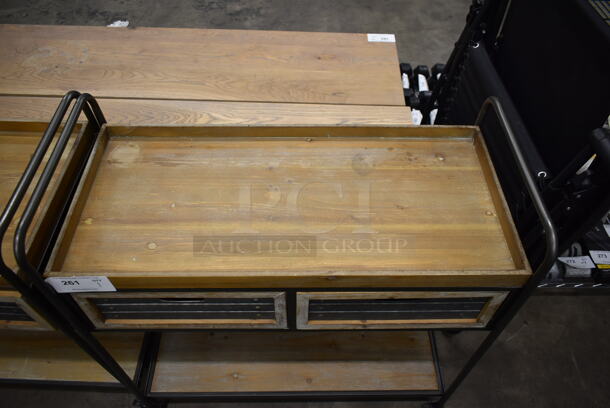 Wooden 2 Tier Cart w/ 2 Drawers and Metal Frame on Casters. - Image 2 of 5