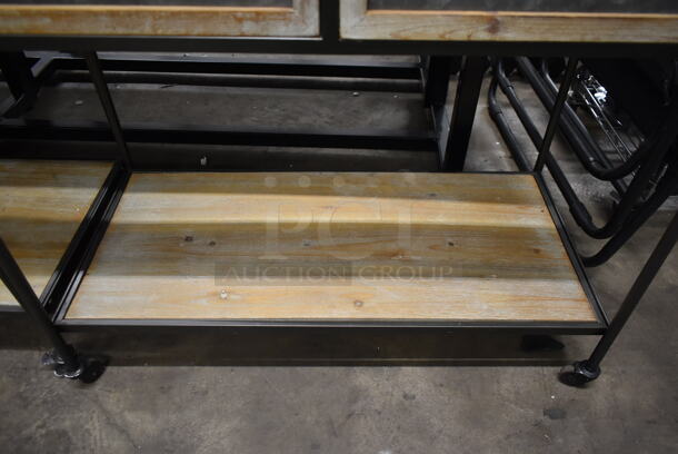 Wooden 2 Tier Cart w/ 2 Drawers and Metal Frame on Casters. - Image 3 of 5