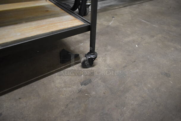 Wooden 2 Tier Cart w/ 2 Drawers and Metal Frame on Casters. - Image 4 of 5