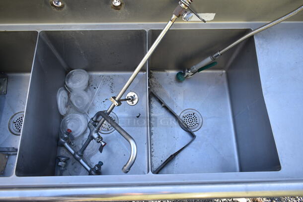 Stainless Steel Sink w/ Dual Drain Boards, Faucet, Handles and Spray Nozzle Attachment. Missing Some Legs. - Image 5 of 8