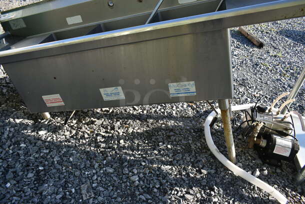 Stainless Steel Sink w/ Dual Drain Boards, Faucet, Handles and Spray Nozzle Attachment. Missing Some Legs. - Image 8 of 8