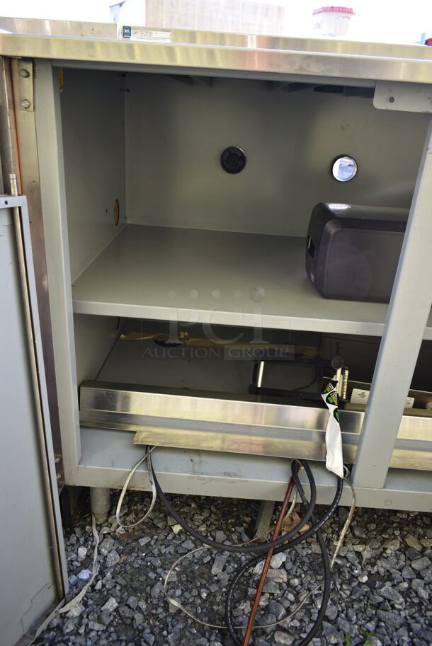 Duke Stainless Steel Commercial Counter w/ Back Splash, 2 Wood Pattern Doors and Contents. - Image 5 of 7