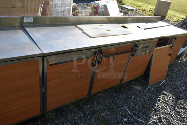 Duke Stainless Steel Commercial Counter w/ Back Splash, 3 Wood Pattern Doors - Image 1 of 7