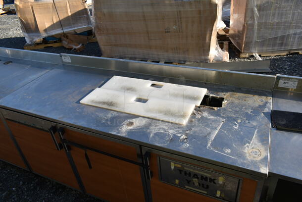 Duke Stainless Steel Commercial Counter w/ Back Splash, 3 Wood Pattern Doors - Image 2 of 7