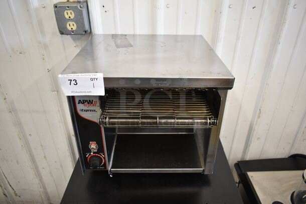 American Permanent Ware AT-EXPRESS Stainless Steel Commercial Countertop Electric Powered Conveyor Toaster Oven. 120 Volts, 1 Phase. Tested and Working! - Image 1 of 6