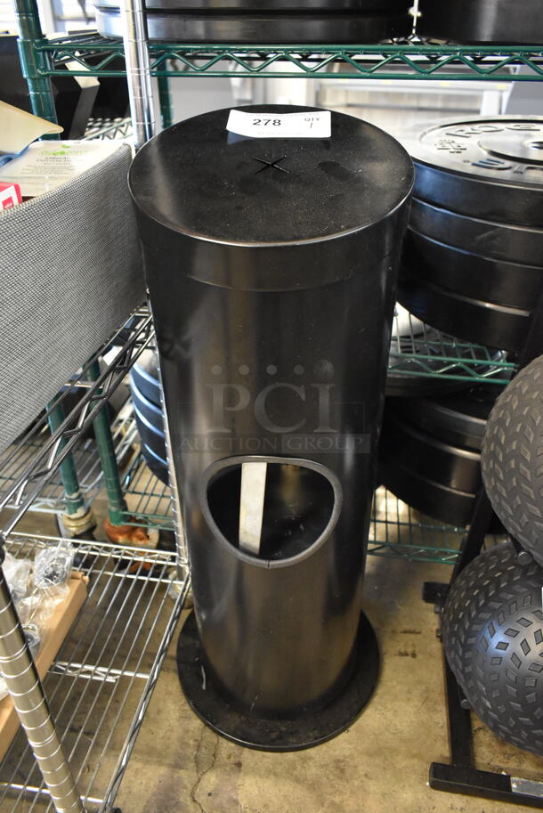 Black Metal Trash Can w/ Top Wipe Dispenser. - Image 1 of 5